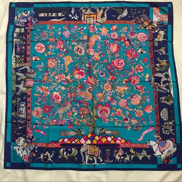 Hermes Accessories - •SOLD” Hermès Scarf “Les Fantasies Indiennes” In blues